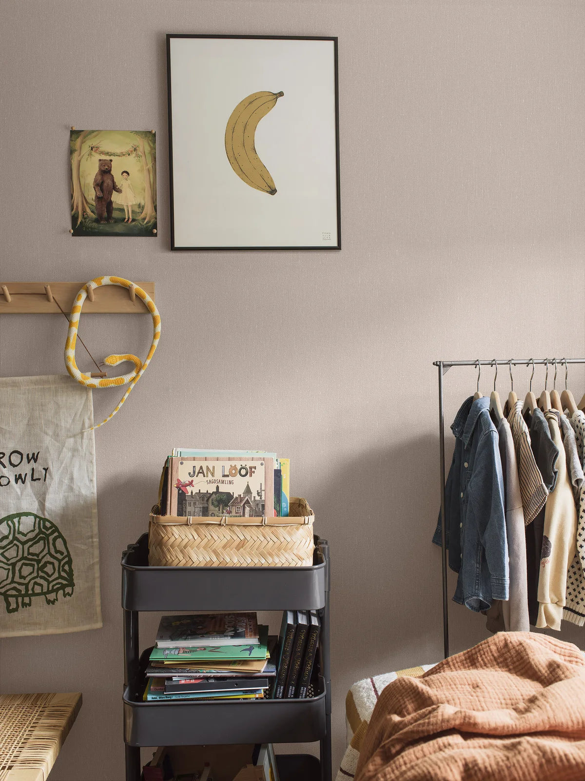 Tapeta strukturalna imitująca len LINEN - SOFT BLUSH jasny różowy