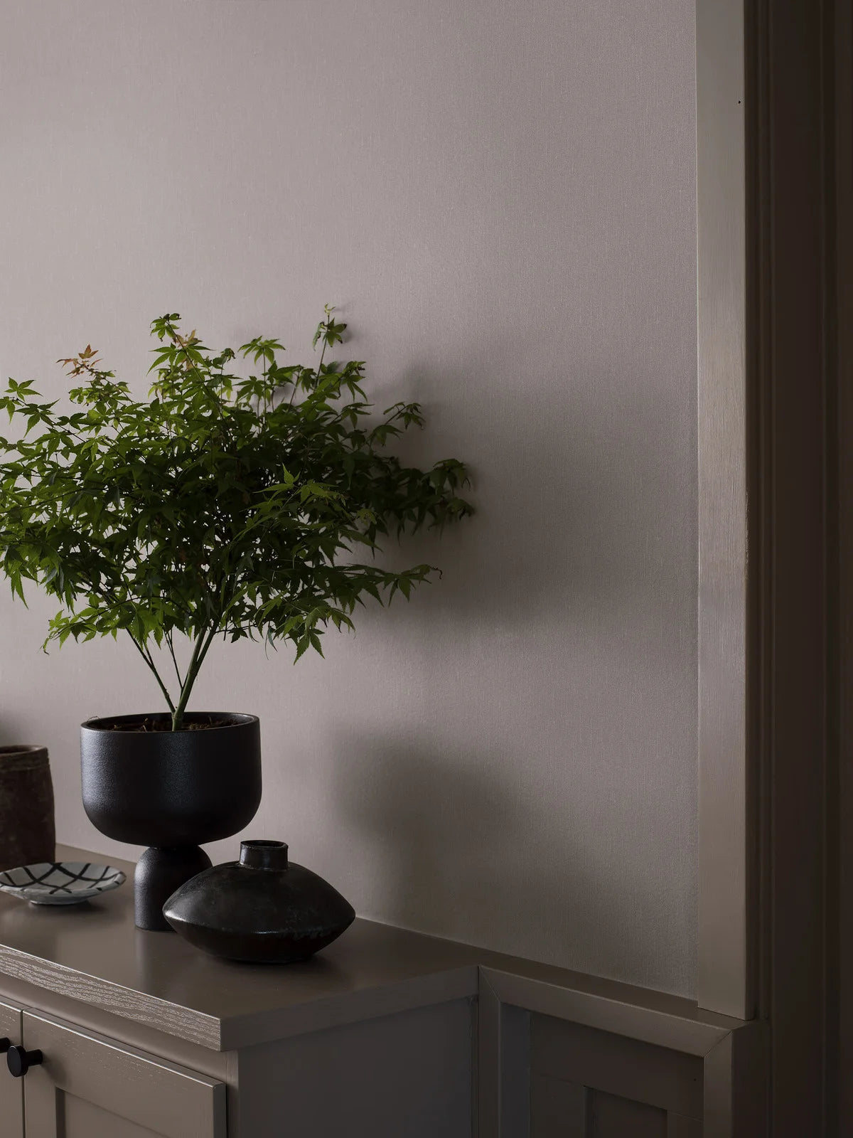 Strukturierte Tapete, die Leinen imitiert - HEATHER grau