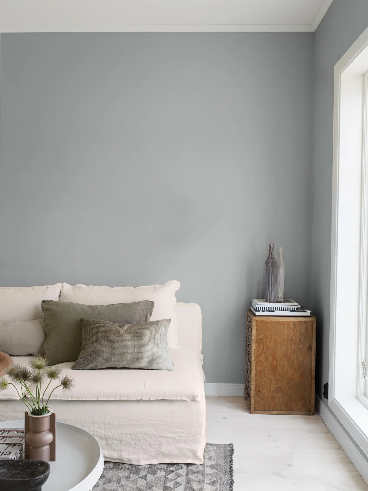 Structural wallpaper imitating linen LINEN - CLOUDY blue-gray