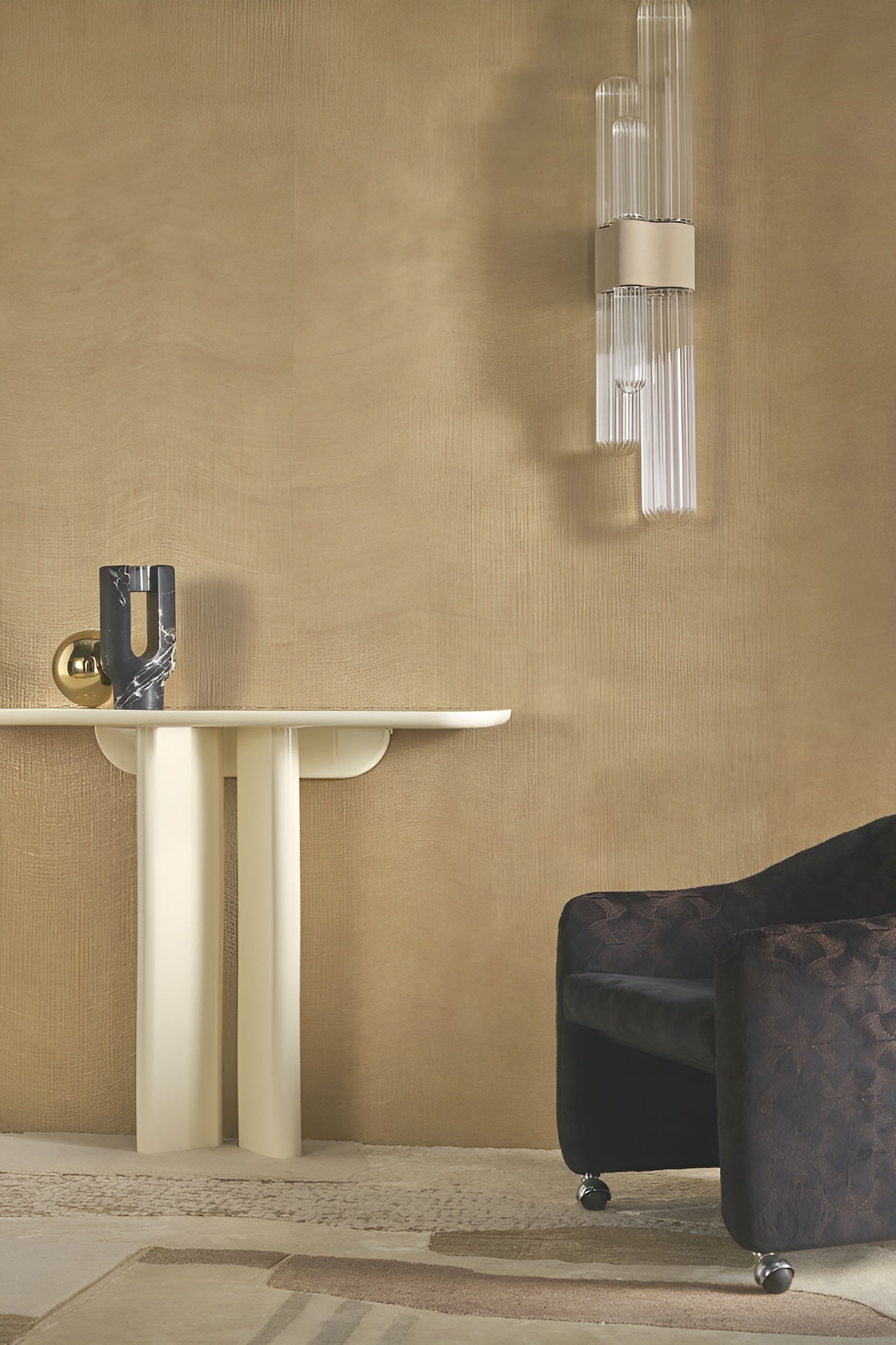 Tapeta strukturalna metaliczna w fale KOTA - CRAIE DORÉ kredowy złoty