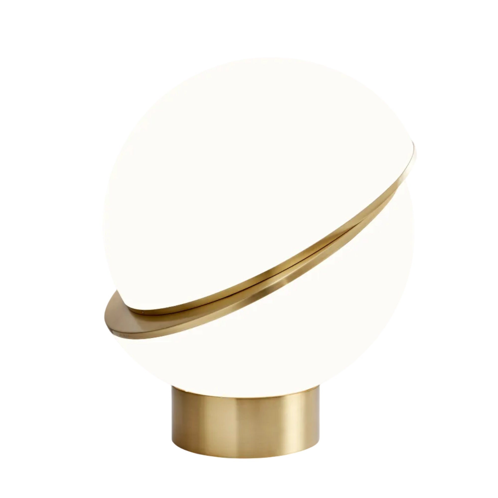 Lampa stołowa CRESCENT opalowy klosz z mosiężną podstawą