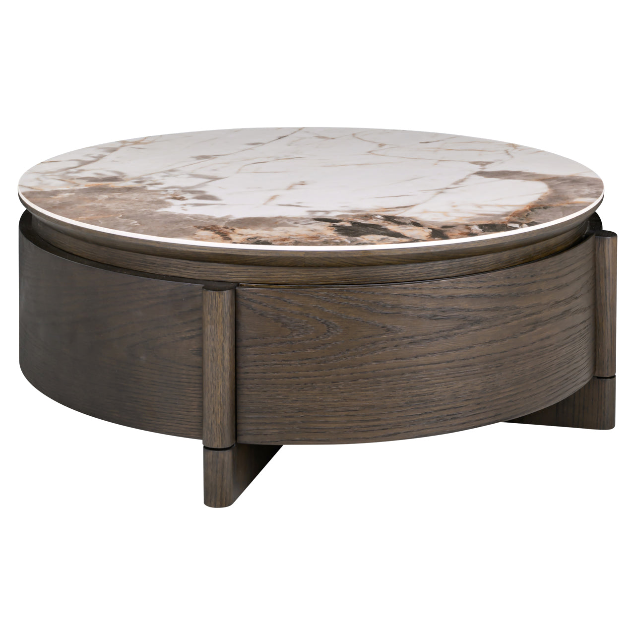 Stolik kawowy LANGFORD drewno dębowe z ceramicznym blatem