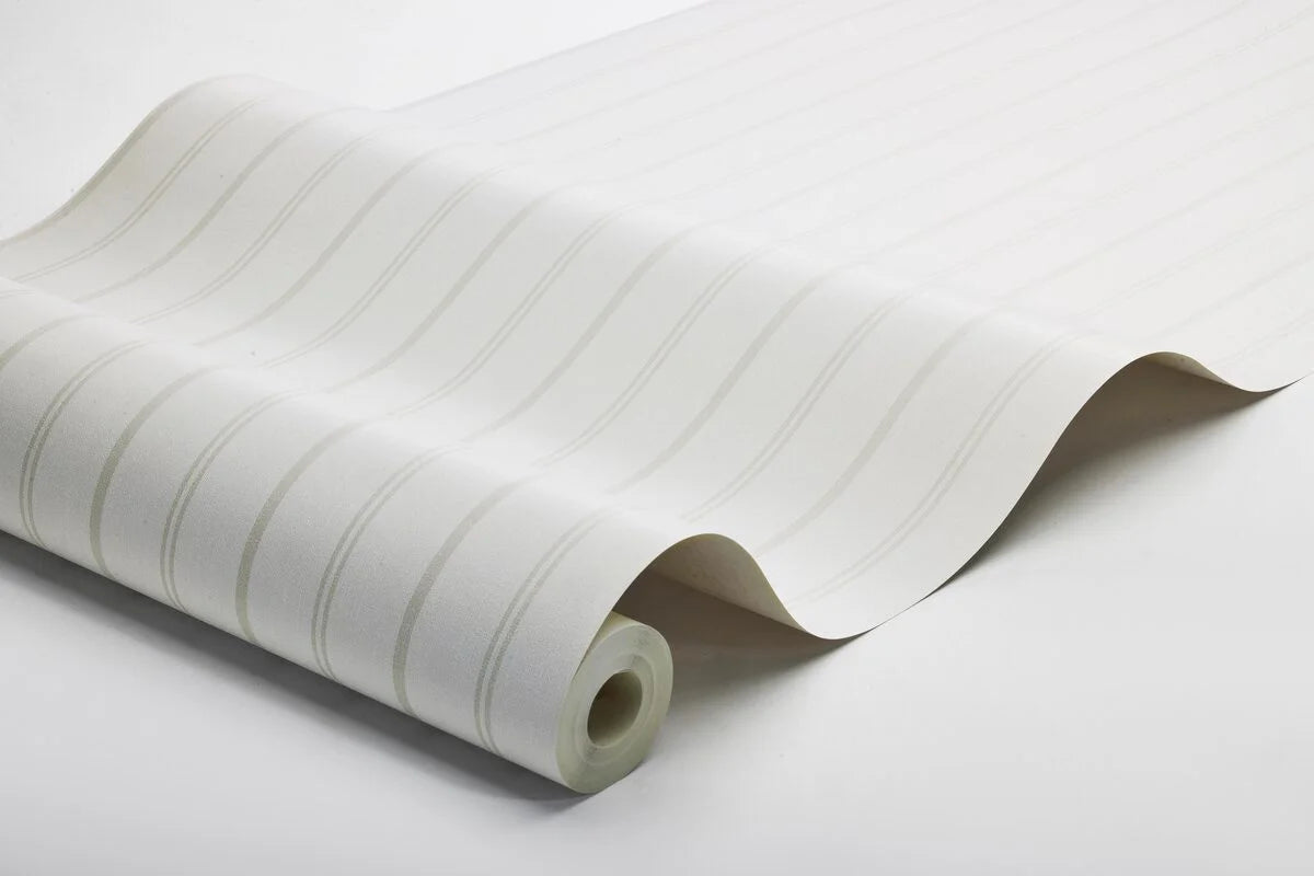 WOODLAND STRIPE striped wallpaper in white and gray