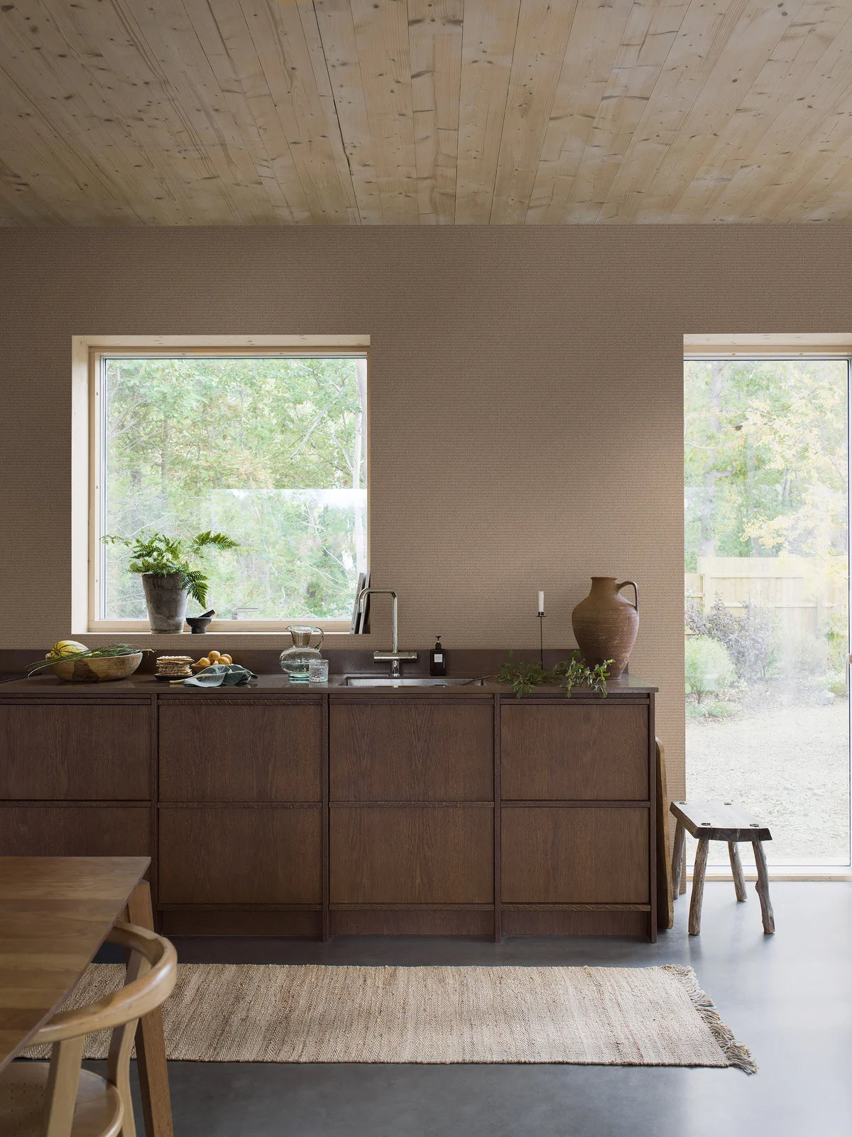 Tapeta z motywem geometrycznym WILLOWHERB brązowy z białym