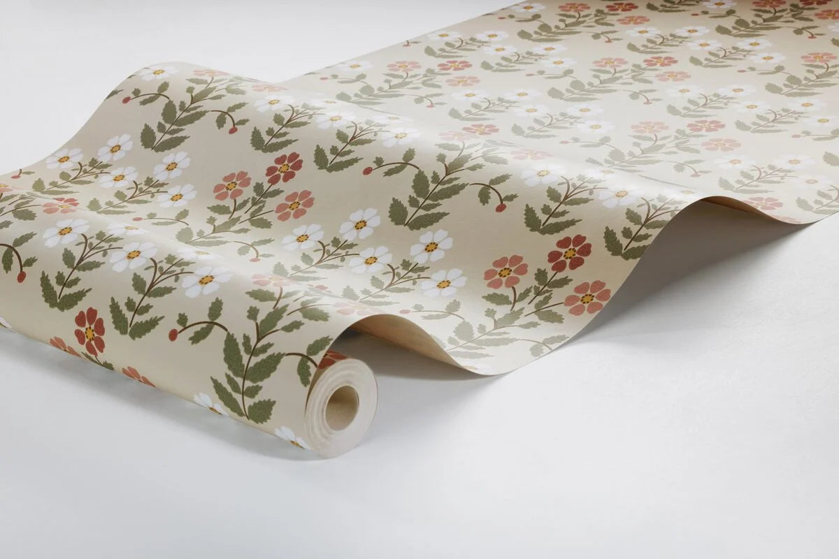 SIPPOR Brown Floral Plant Motif Wallpaper with White