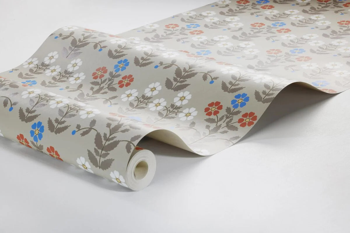 SIPPOR Brown Floral Plant Motif Wallpaper with Red