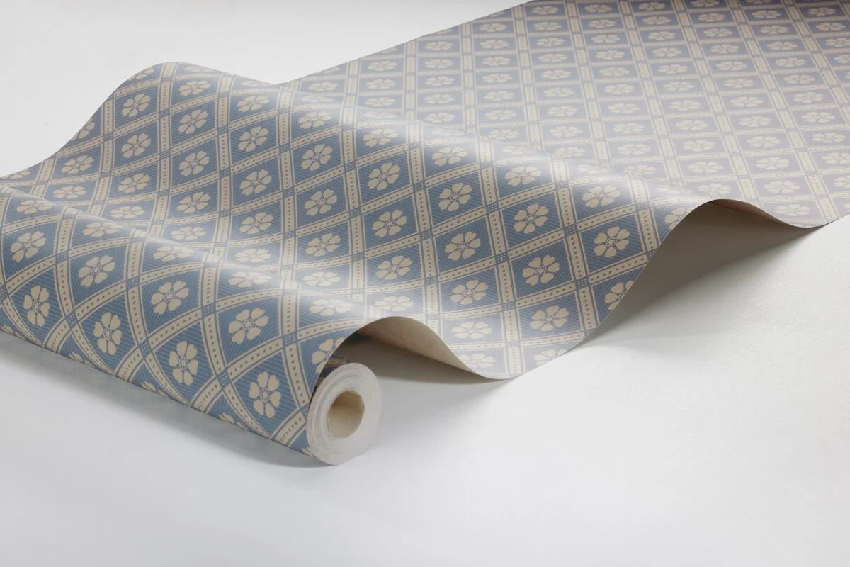 LOVE geometric pattern wallpaper blue