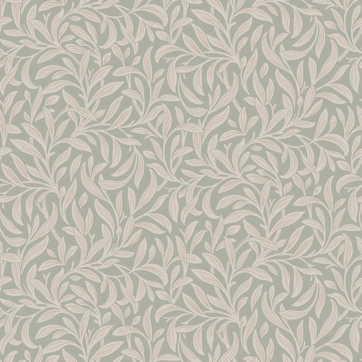 VINTERGRONA Green and Beige Leaf Patterned Wallpaper