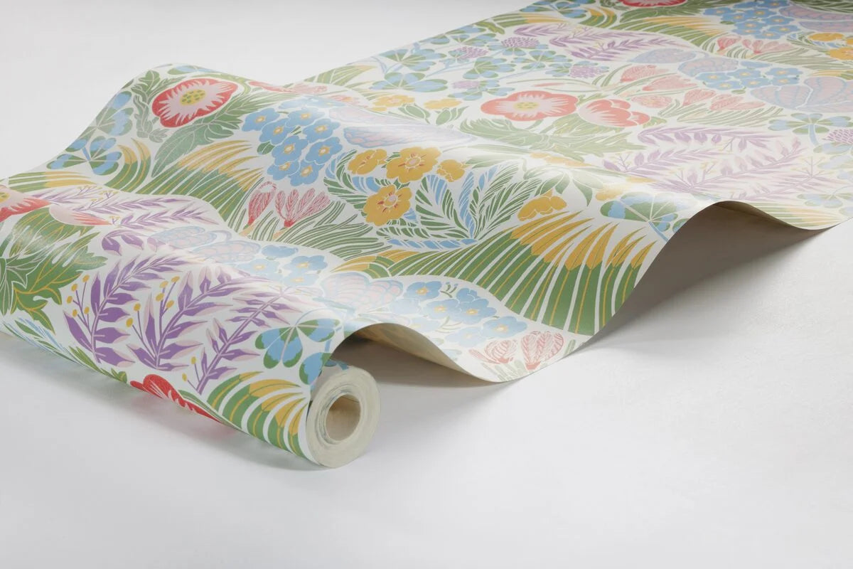 Floral Pattern Wallpaper RABATT Blue with Green