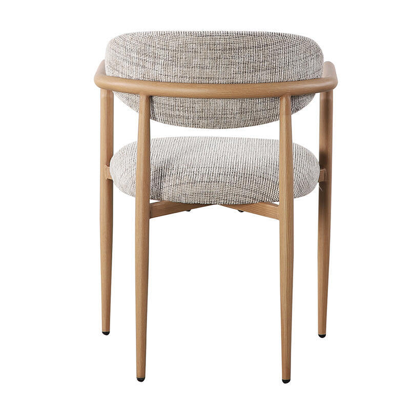 Armlehnstuhl SAKE in grau-beige mit Holzgestell