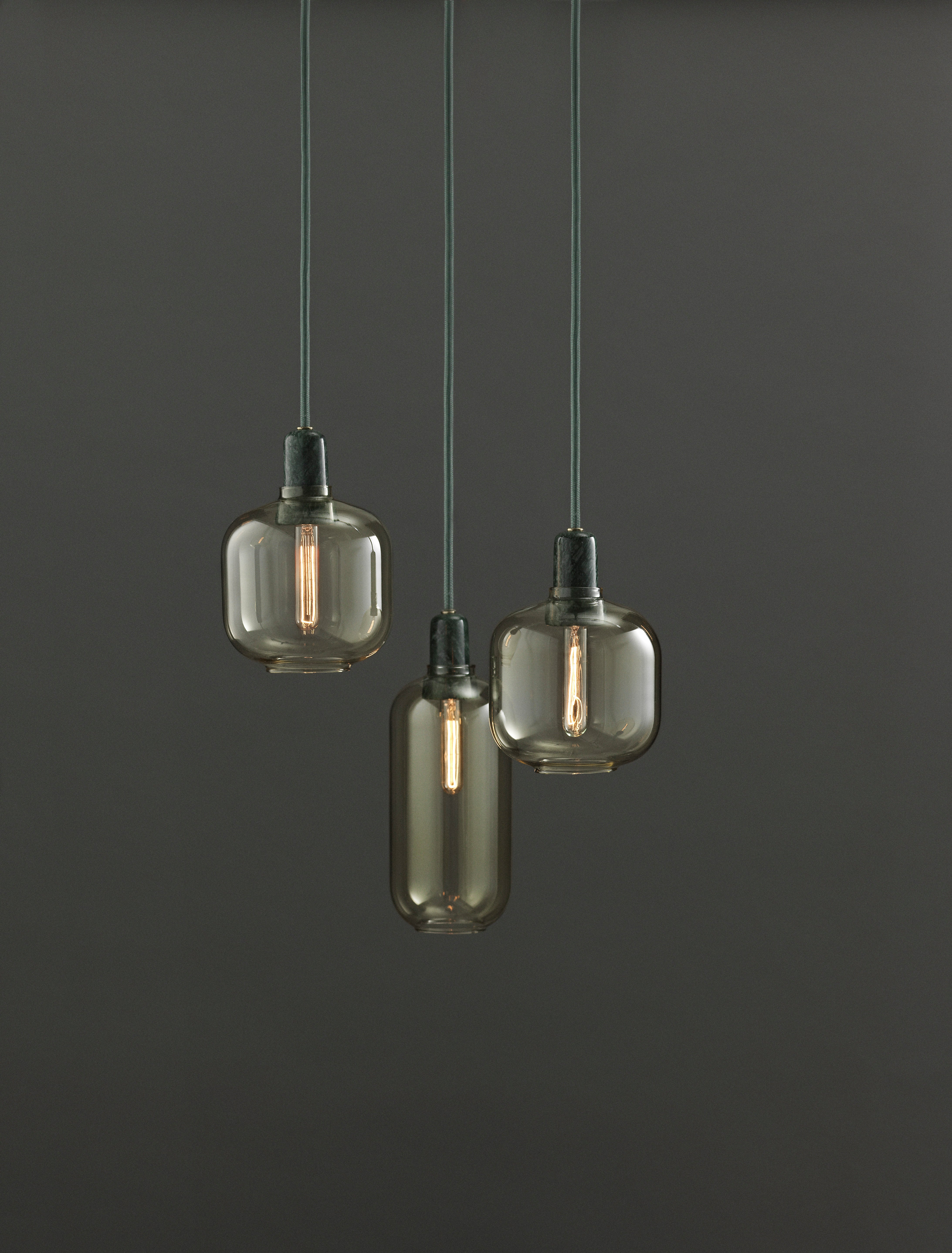 Lampa wisząca AMP żółte szkło z zielonym marmurem