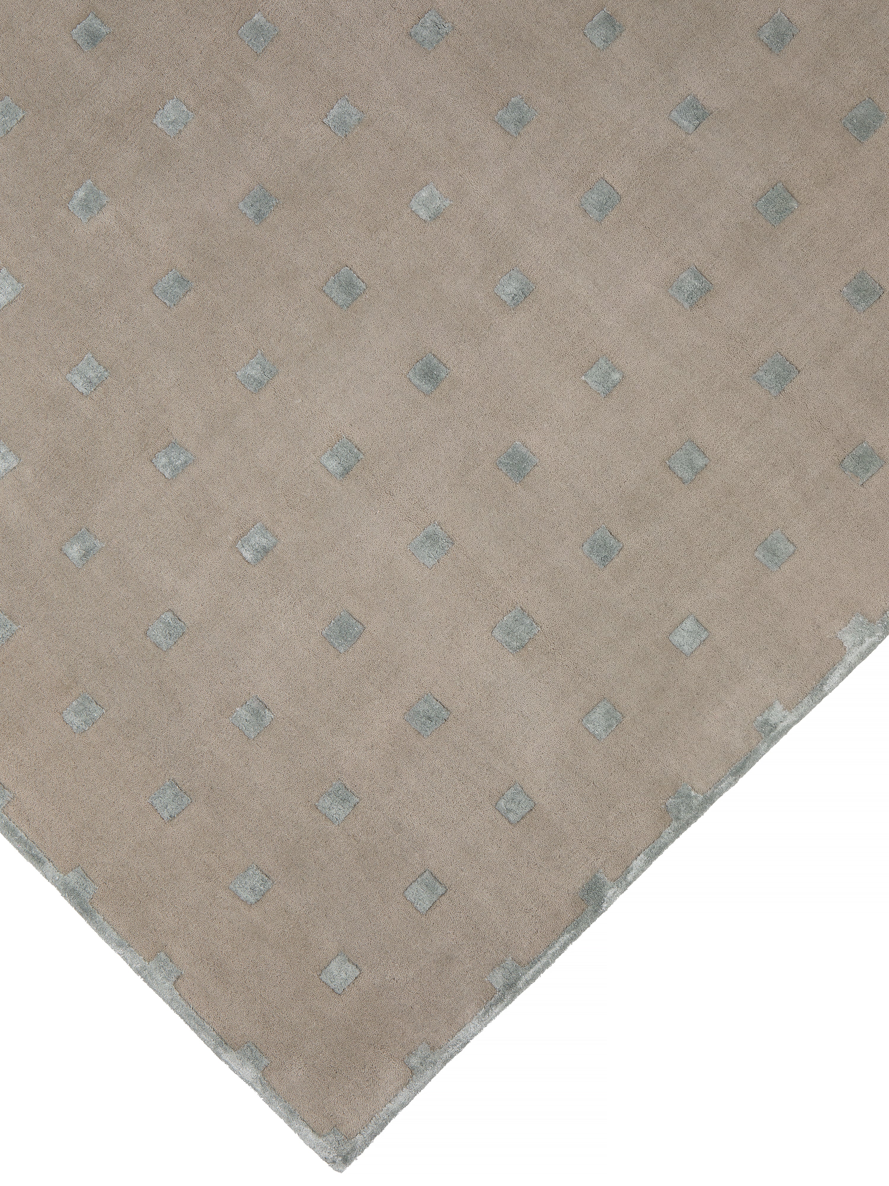 Teppich DELTA beige mit mintgrünen Quadraten [Amelia]