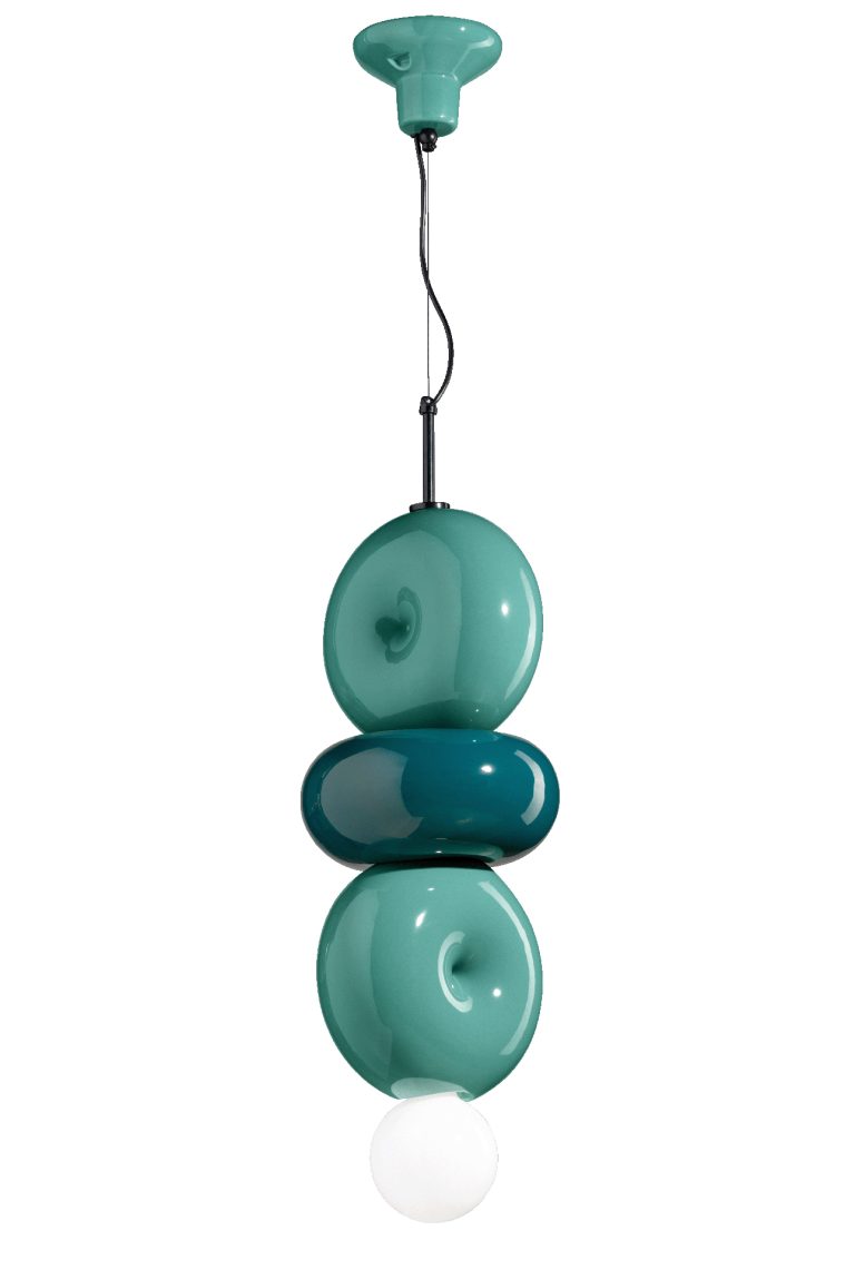 Lampa wisząca ceramiczna BUMBUM turkusowy z zielonym petrol