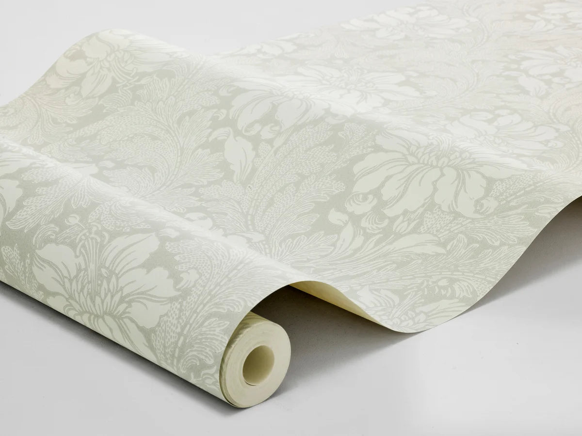 Non-woven paper wallpaper with a plant pattern ACANTHUS light green