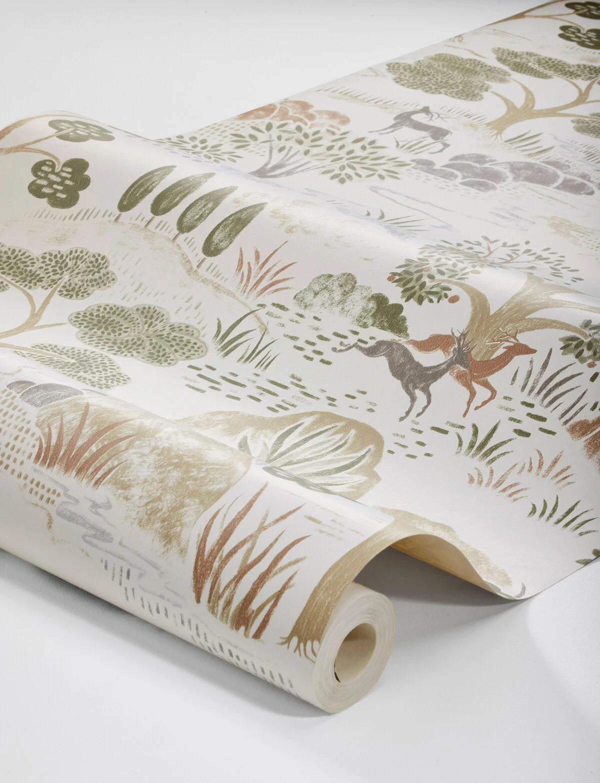 Tapeta z motywem krajobrazu roślinnego DIANA biały z zielonym