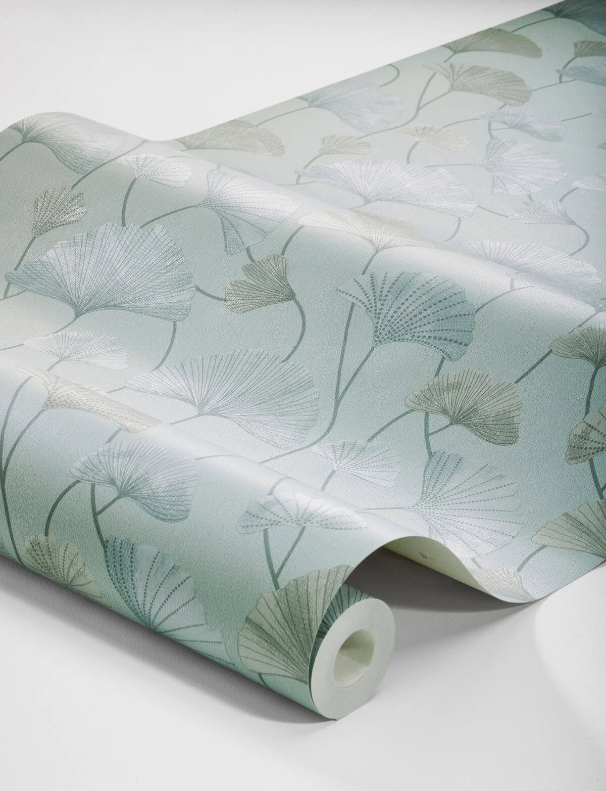 SOPHIA Structural Wallpaper with Plant Motif in Muted Green