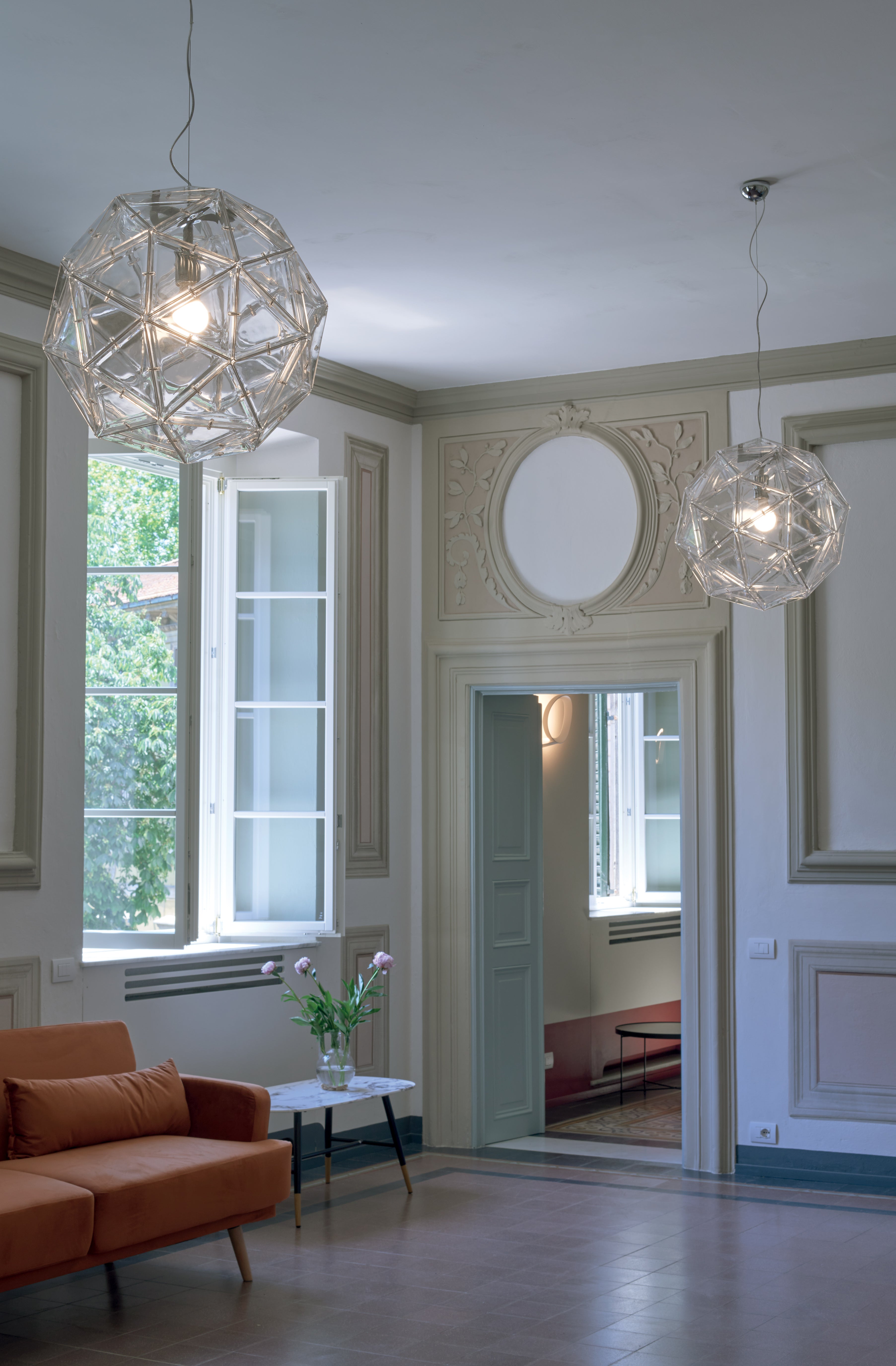 Lampa wisząca POLIEDRO transparentny klosz