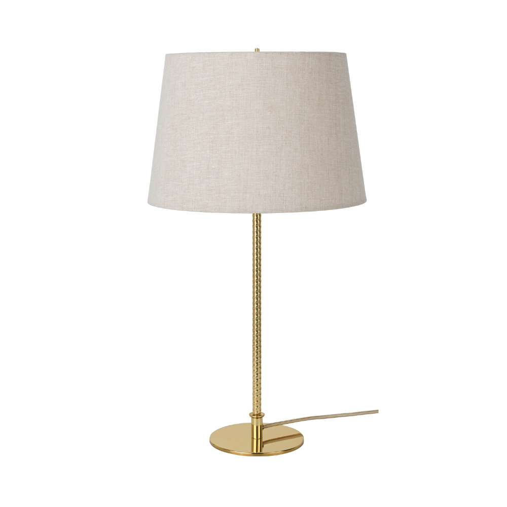 Lampa stołowa 9205 beżowy klosz ze złotą podstawą