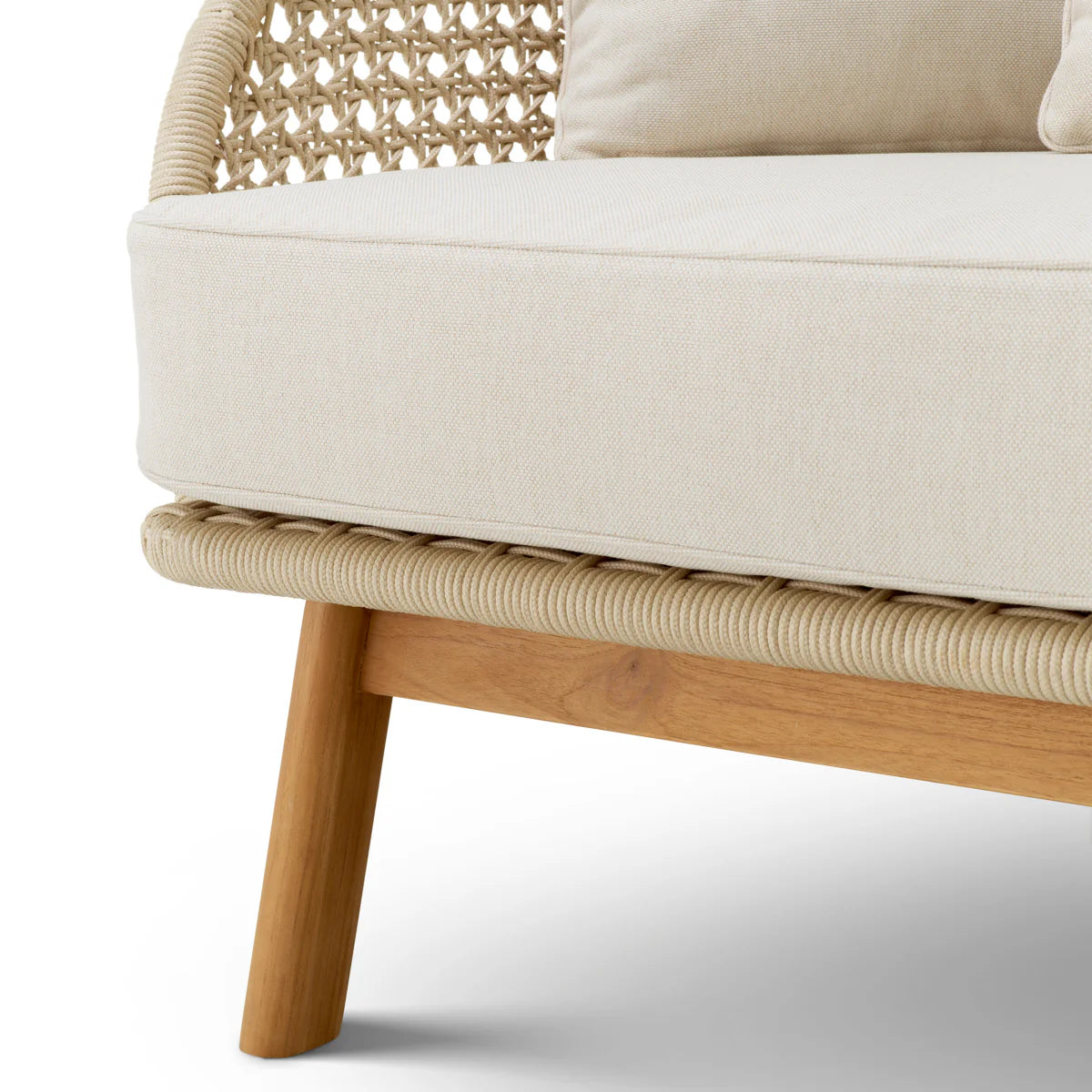 Sofa zewnętrzna TRINITY kremowy z drewnianą podstawą