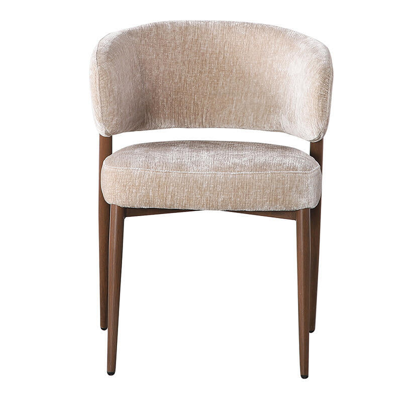 FUJI Chair in Beige with Dark Wooden Base
