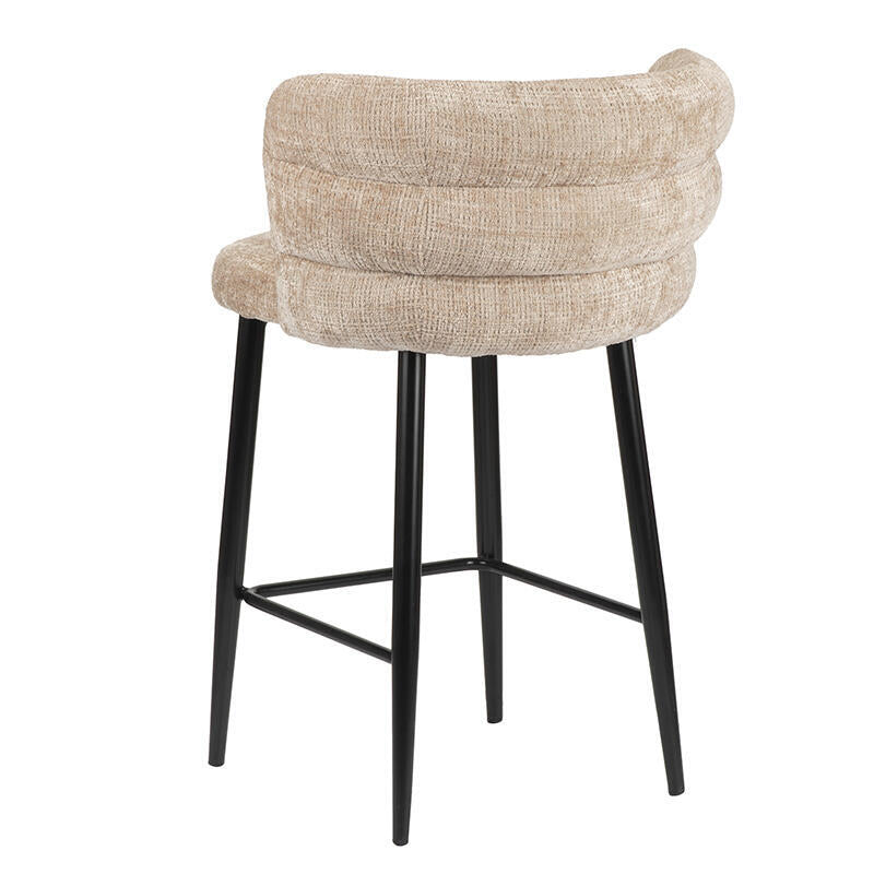 CLOUD Cream Beige Stool with Black Base