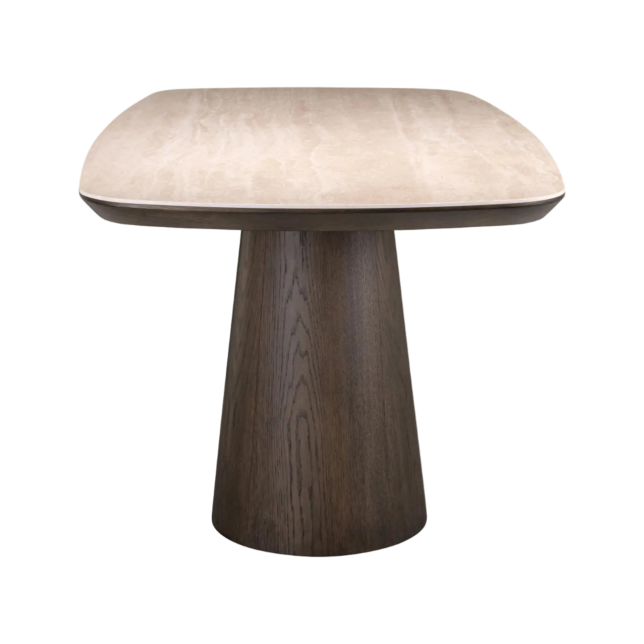 Ovaler Tisch RITZ beige Keramik mit Holzgestell