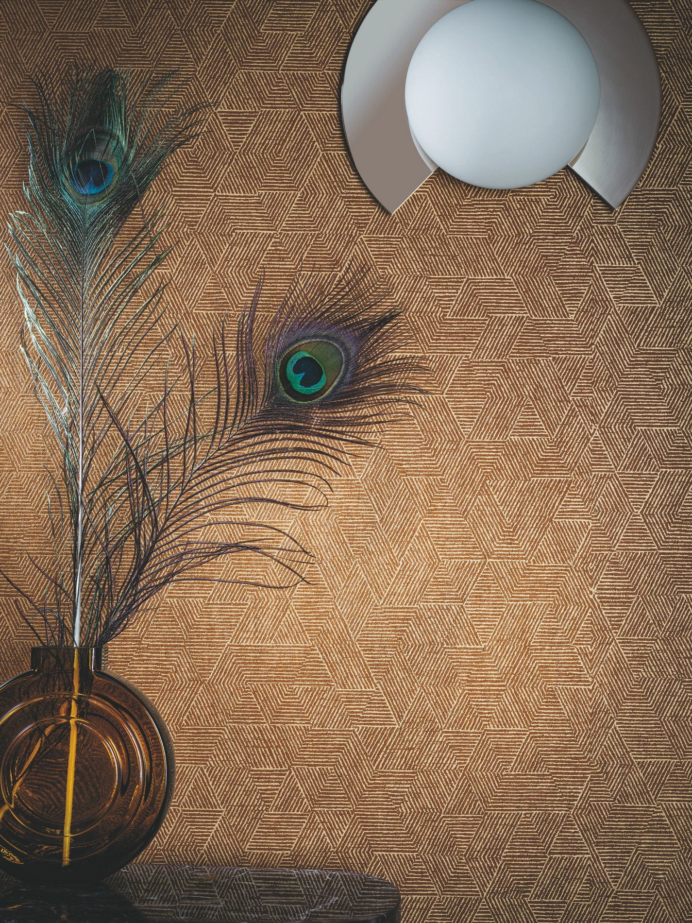Geometric Pattern Wallpaper JOSEF - Tobacco Brown