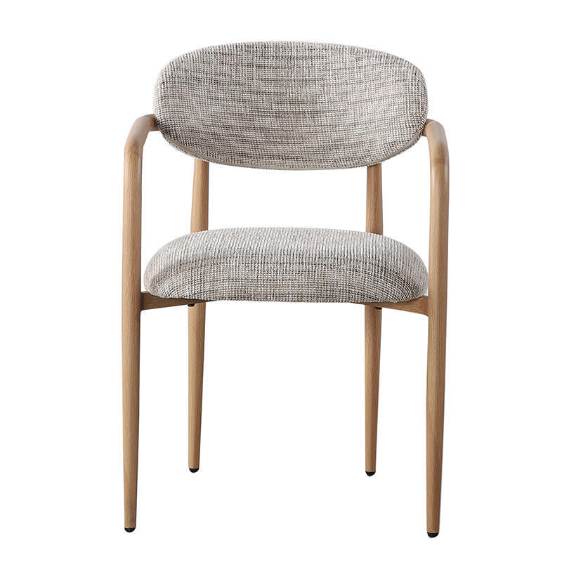 Armlehnstuhl SAKE in grau-beige mit Holzgestell