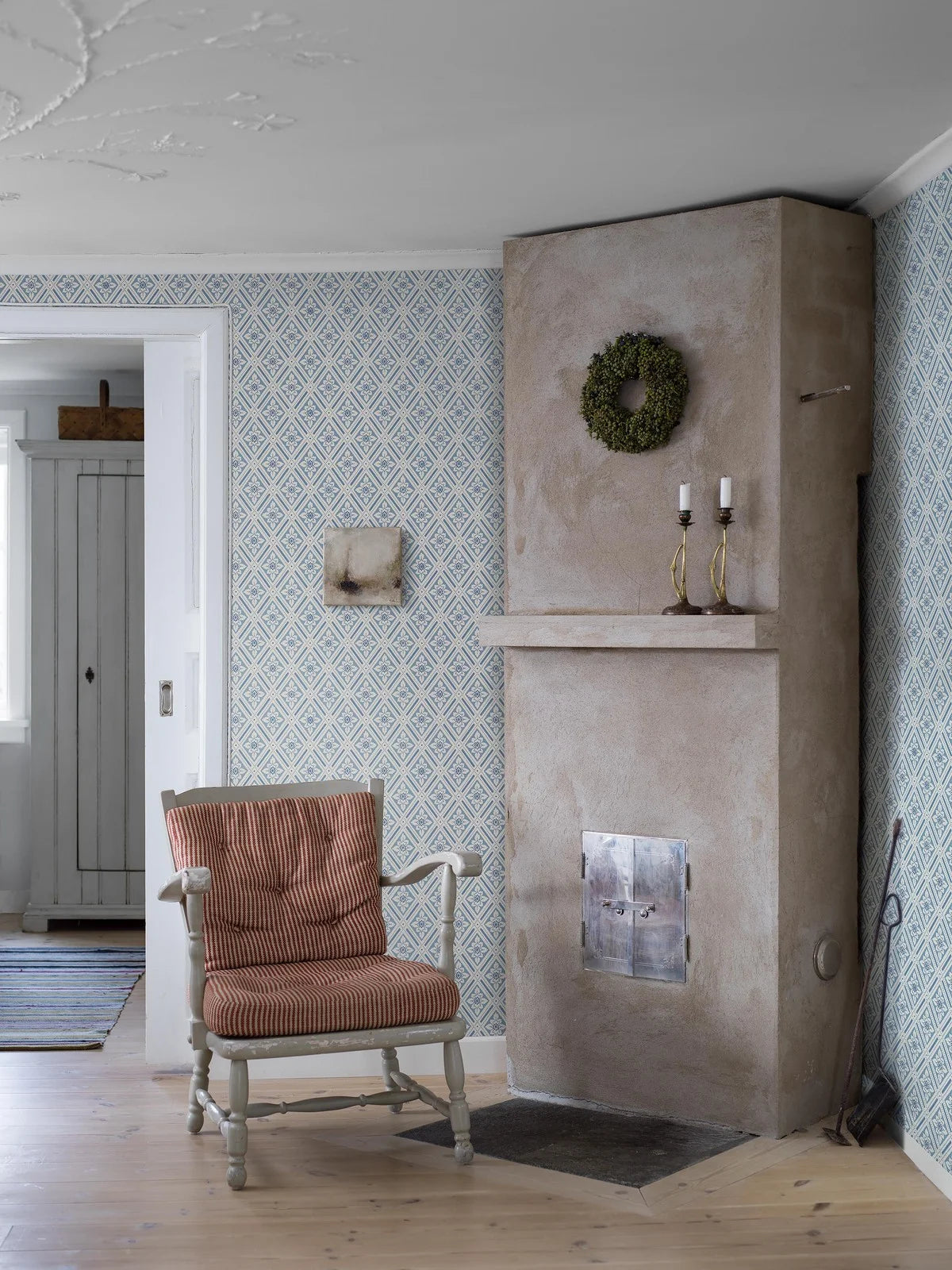 Tapeta flizelinowa papierowa z geometrycznym wzorem ESTER niebieski