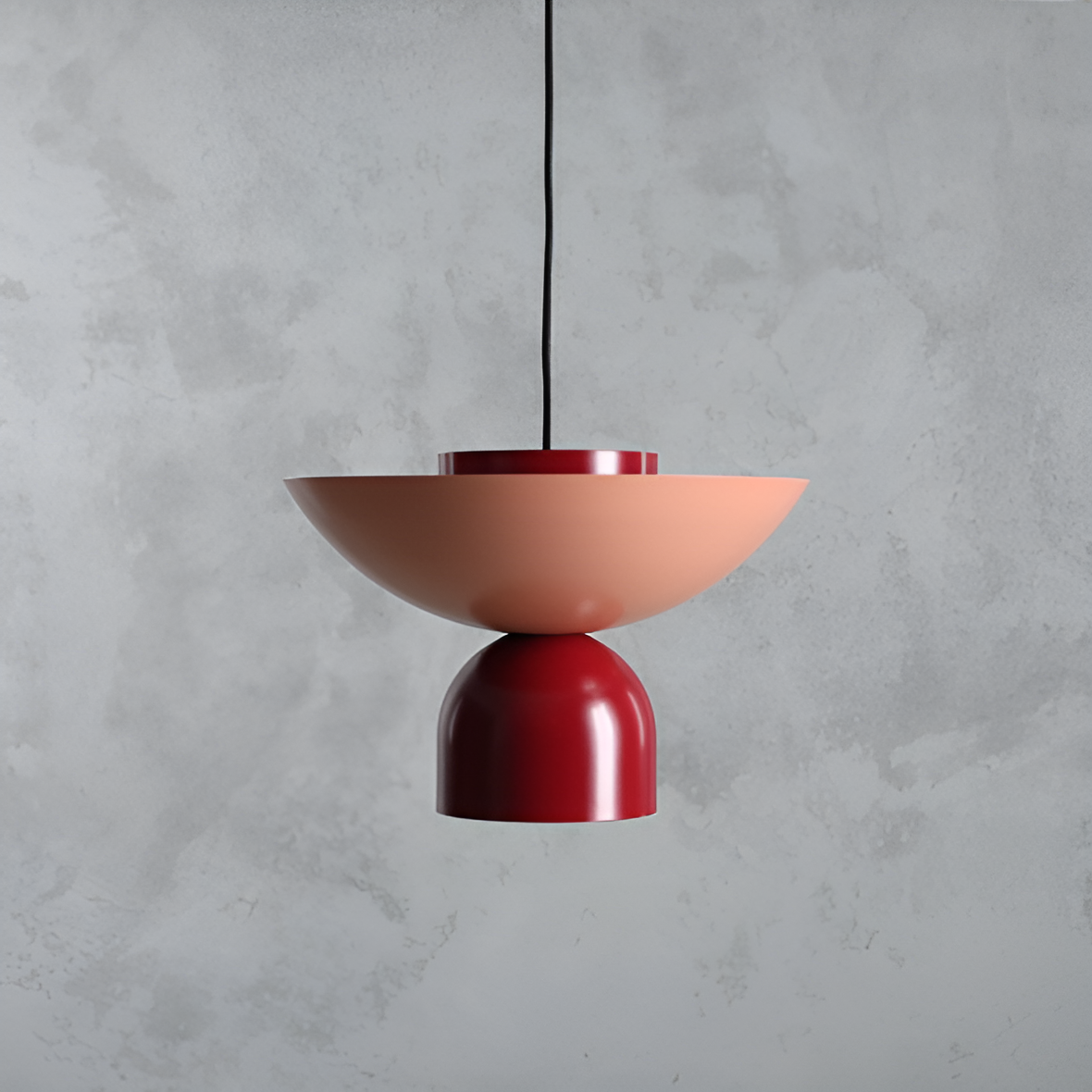 Coral Ilia hanging lamp with red
