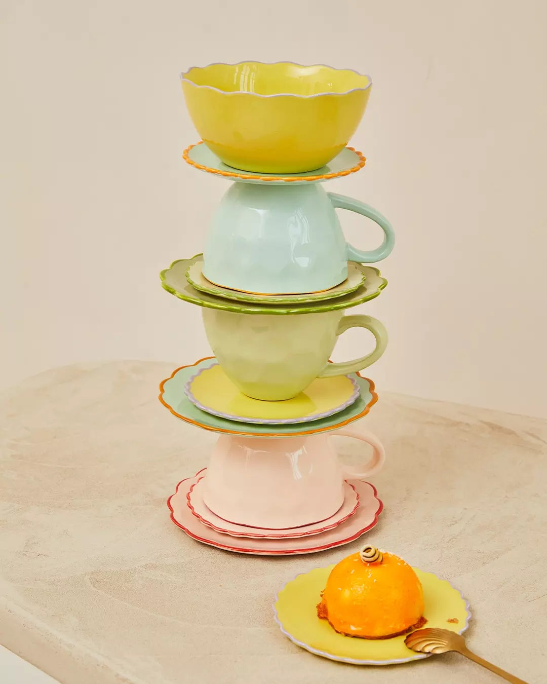 GOOD MORNING dessert plate green ceramic