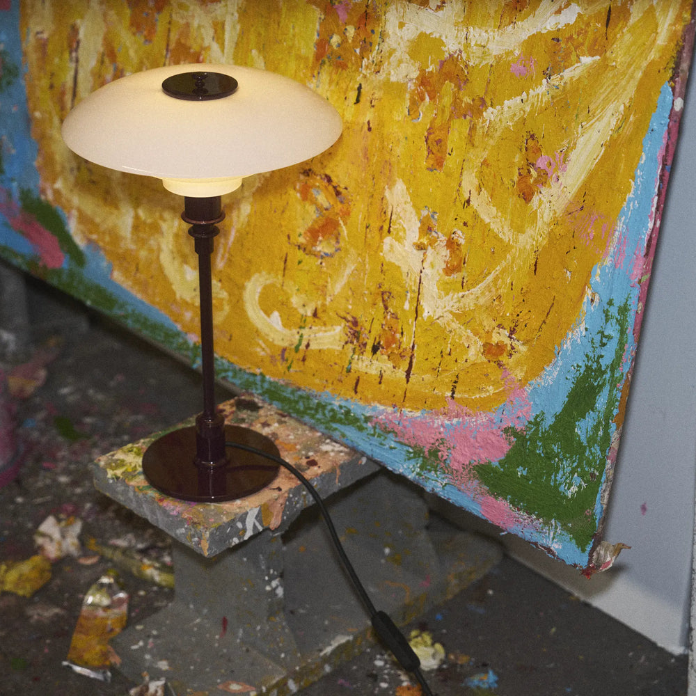 Lampa stołowa PH 2/1 biały z bordową podstawą