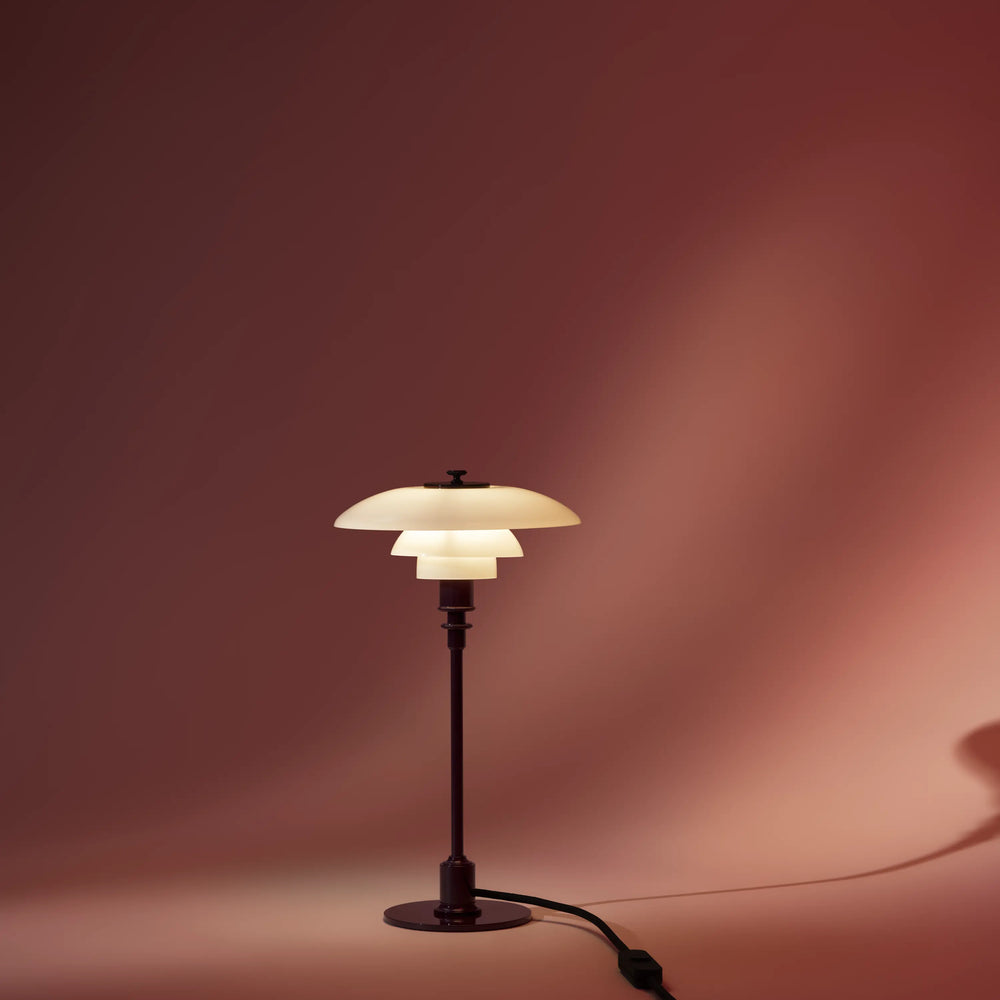 Lampa stołowa PH 2/1 biały z bordową podstawą