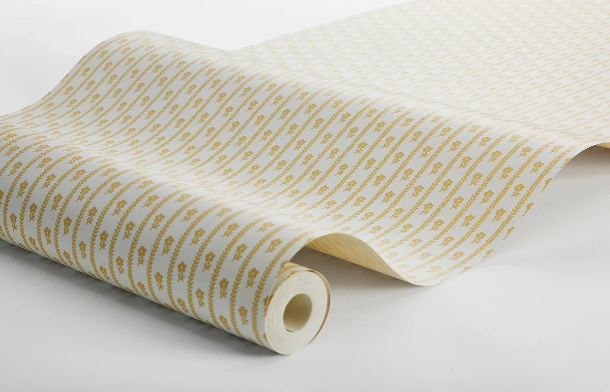 Tapete mit Pflanzenmotiv LILLA LYCKAN in Weiß mit Gelb