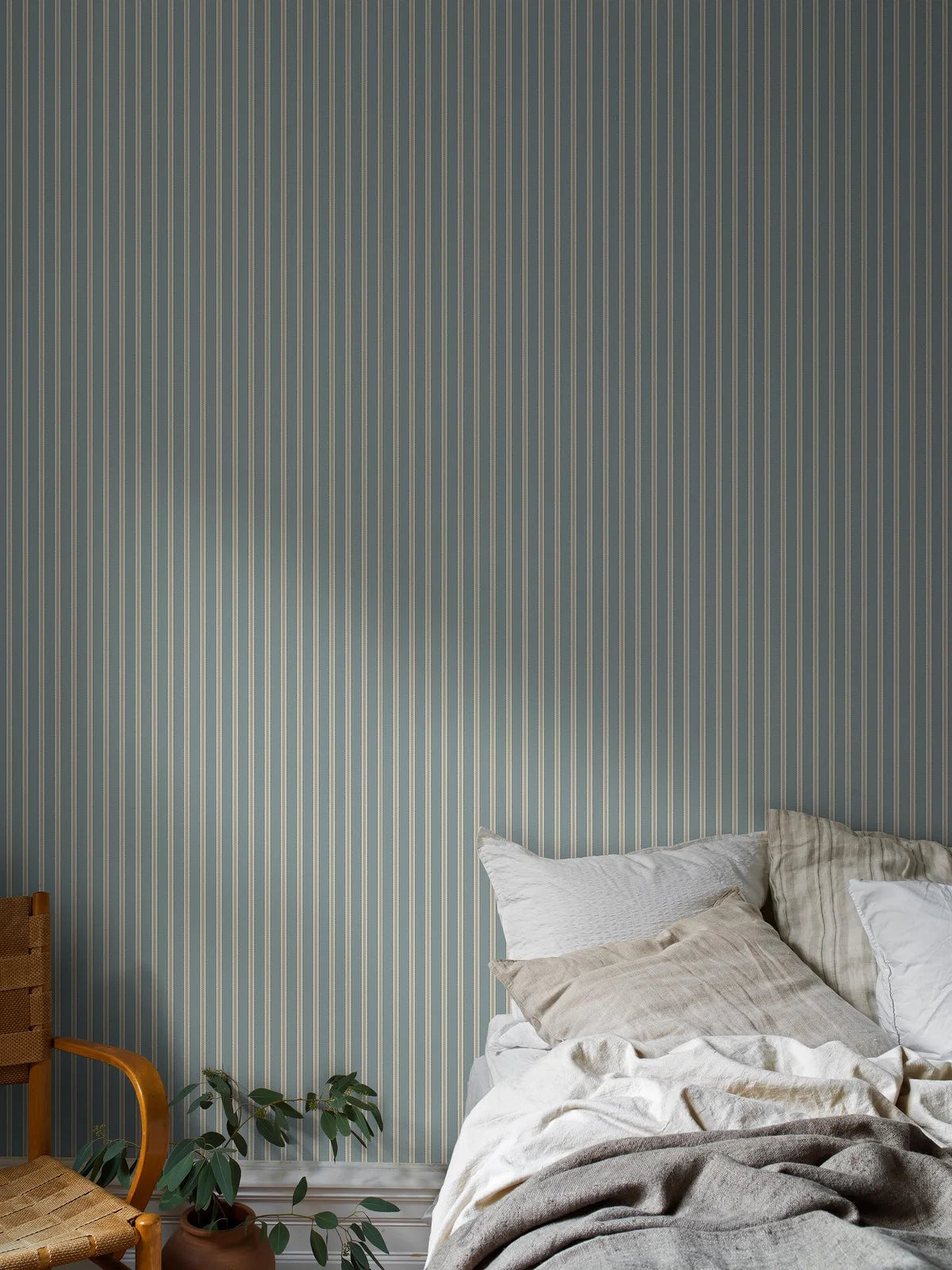 Striped Wallpaper PÄRLRAND Blue with Beige
