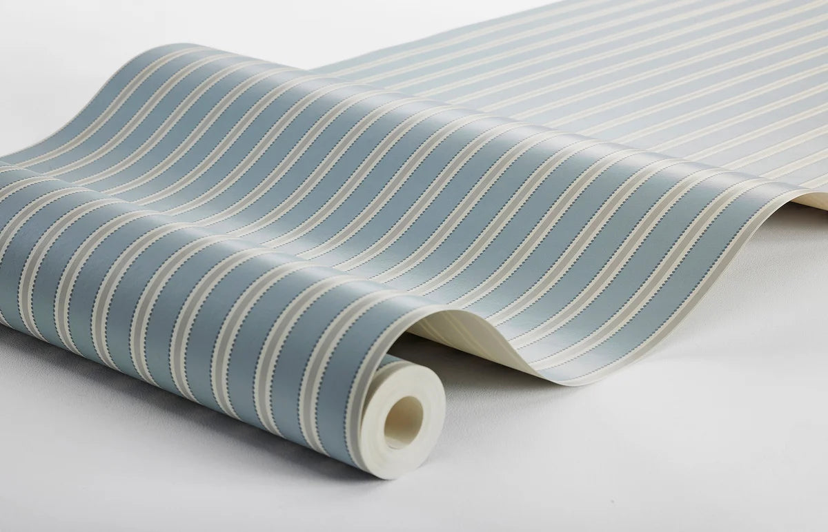 Striped Wallpaper PÄRLRAND Blue with Beige