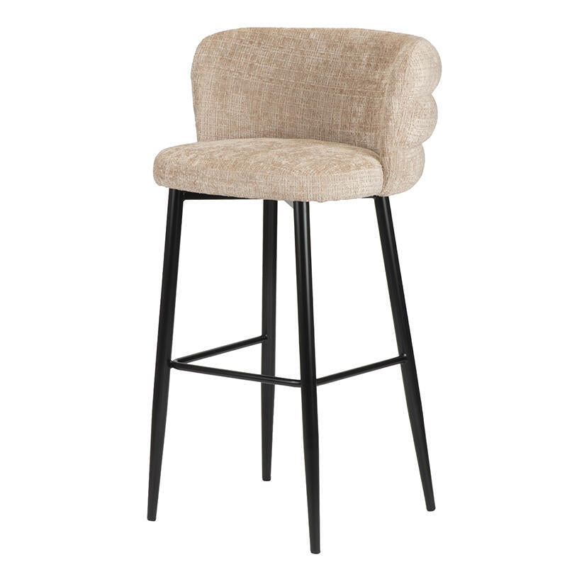 CLOUD Cream Beige Stool with Black Base