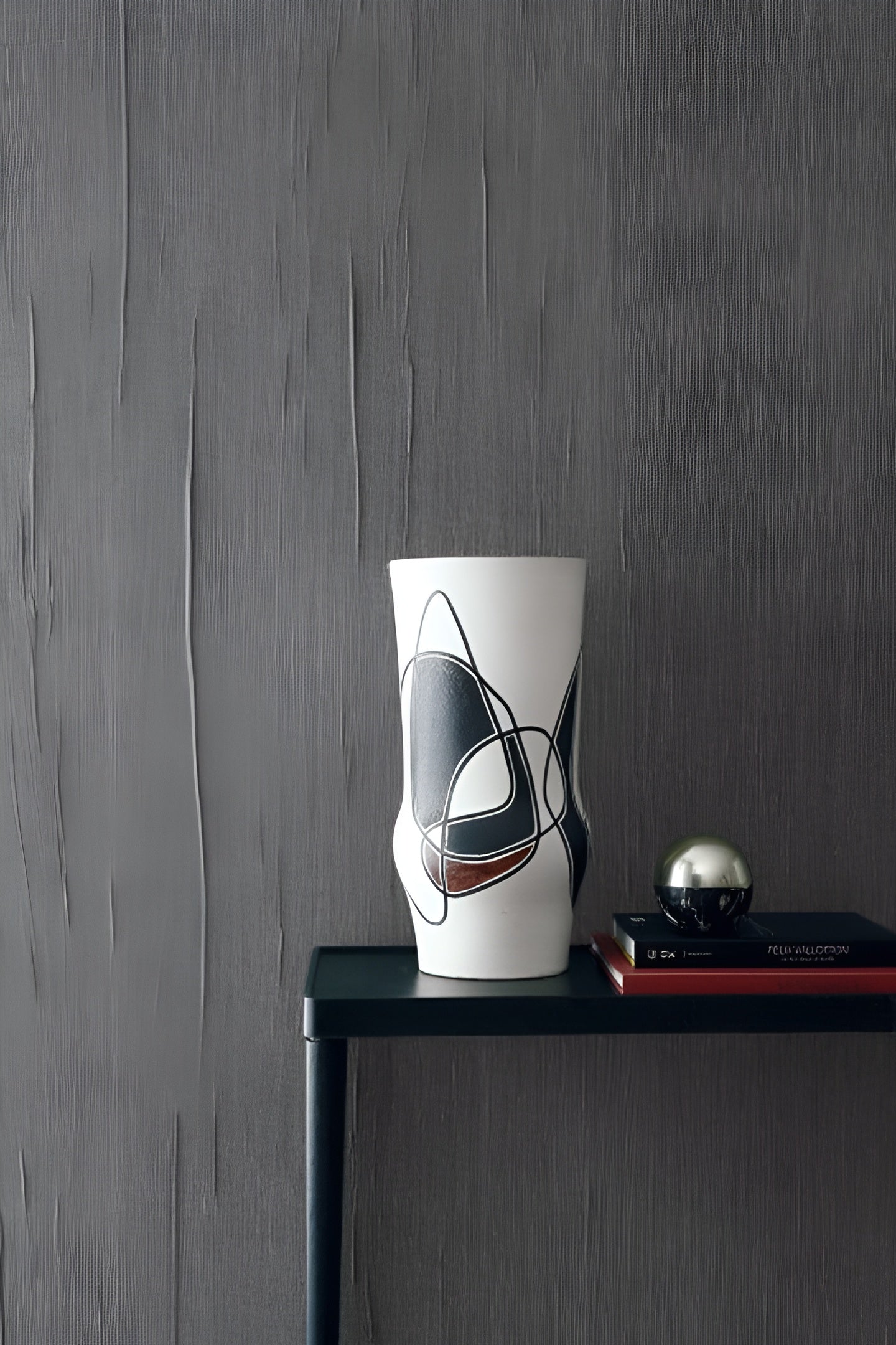 Textile wallpaper with a pleated structure LINON - FLAX WHITE broken white