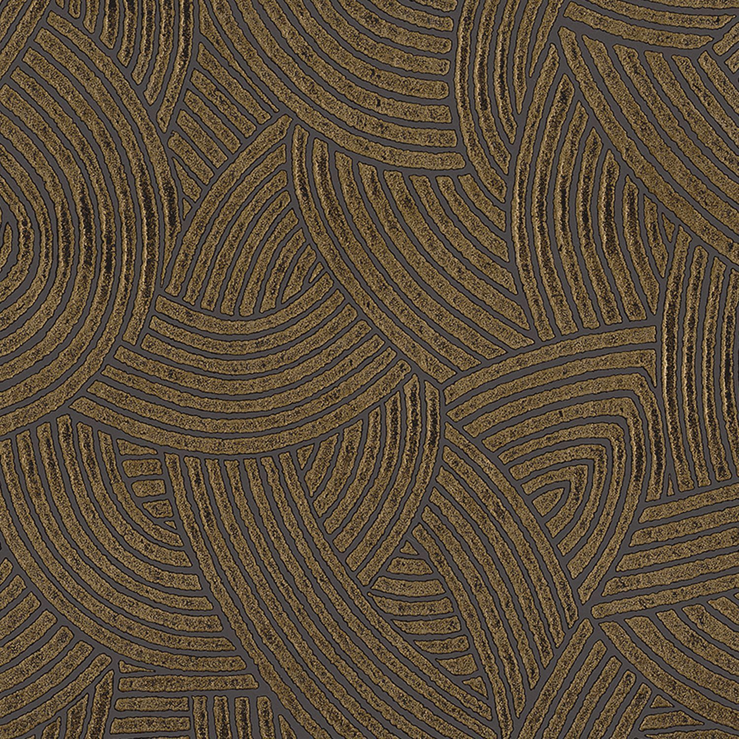 Metallic 3D Structural Wallpaper with Geometric Pattern ASSOUAN - CARBONE Black with Gold