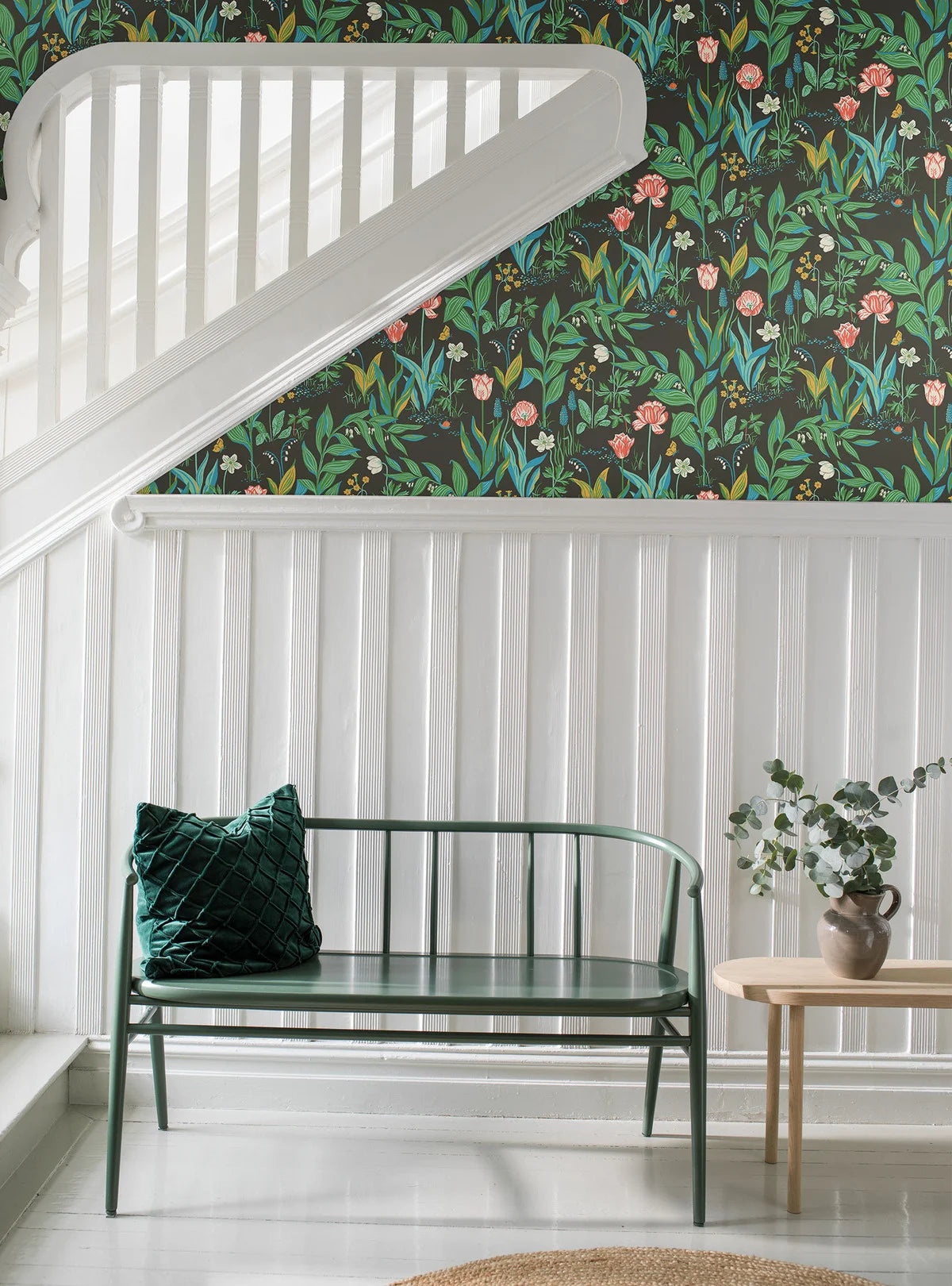 Tapete mit floralem Muster SPRING GARDEN braun mit grün