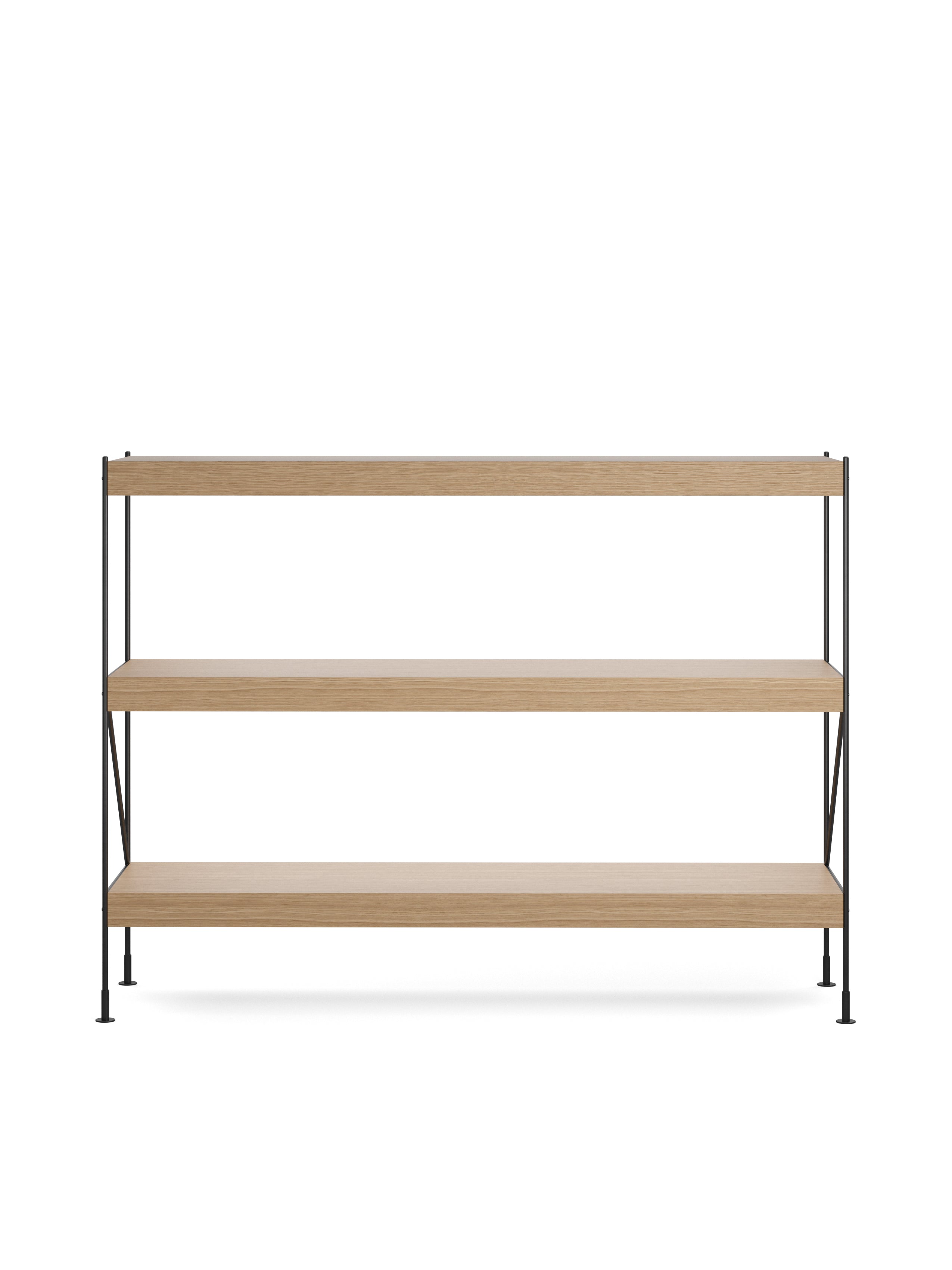 ZET shelf in dark oak wood with a black frame
