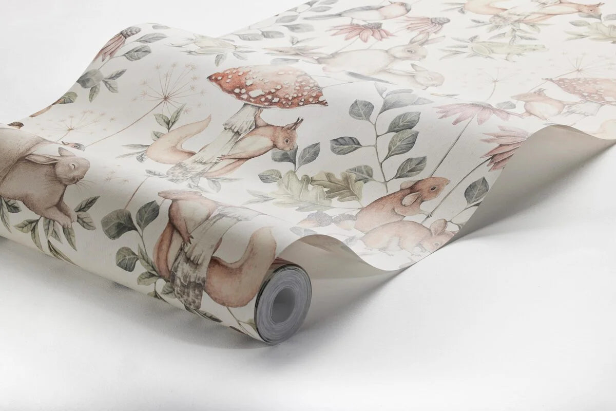 Kinder-Tapete mit Tiermotiv MINOU beige
