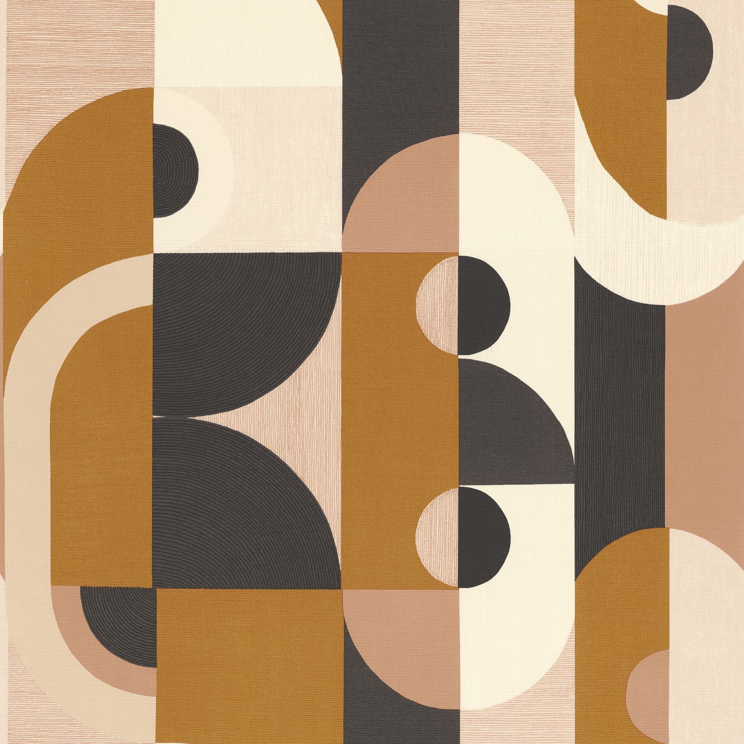 Structural wallpaper with a geometric pattern VASSILY black with gold