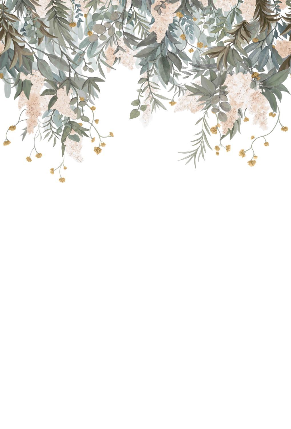 Wandbild mit pflanzlichem Motiv von WISTERIA in Grün und Beige