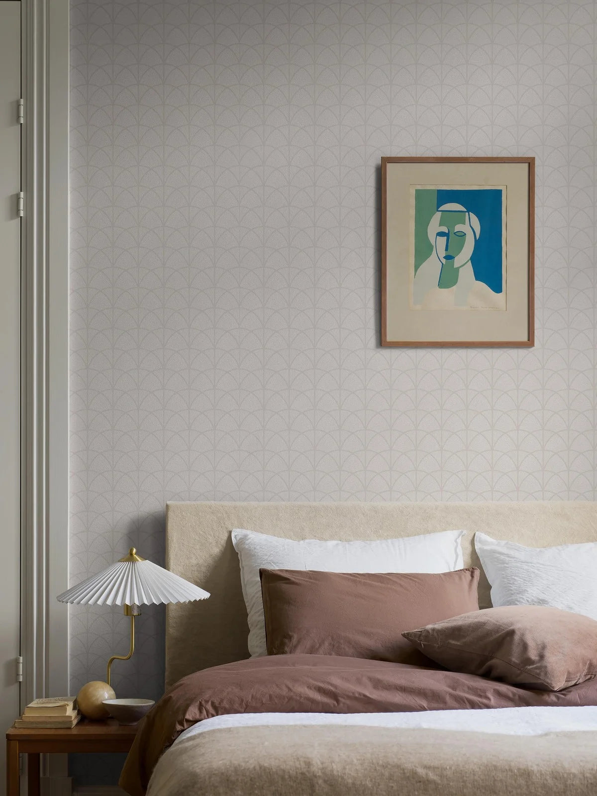 Tapete aus Papier mit geometrischem Muster DECO ARCH gebrochenes Weiß