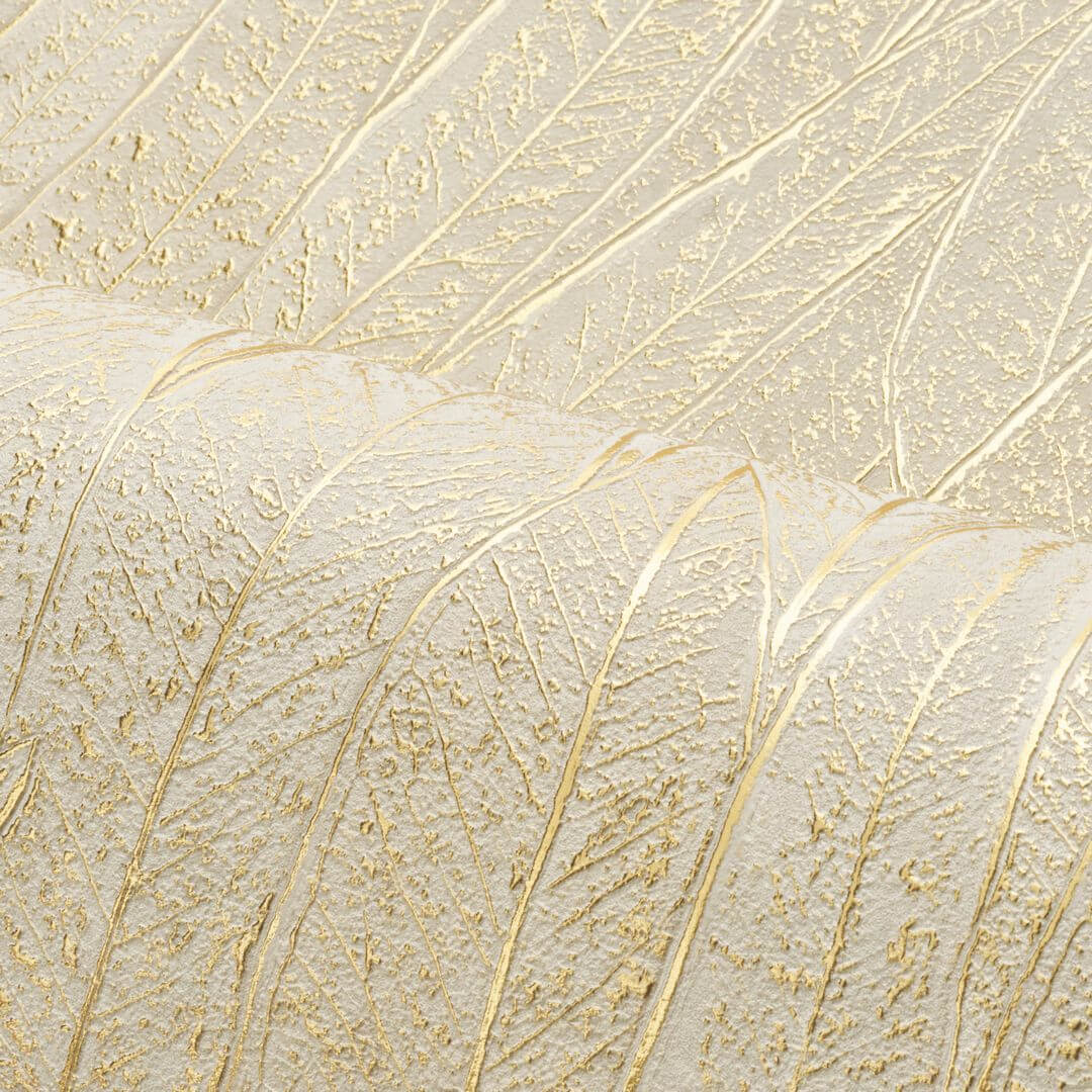 Plant motif wallpaper CINEREA - IVORY/GOLD ivory with gold
