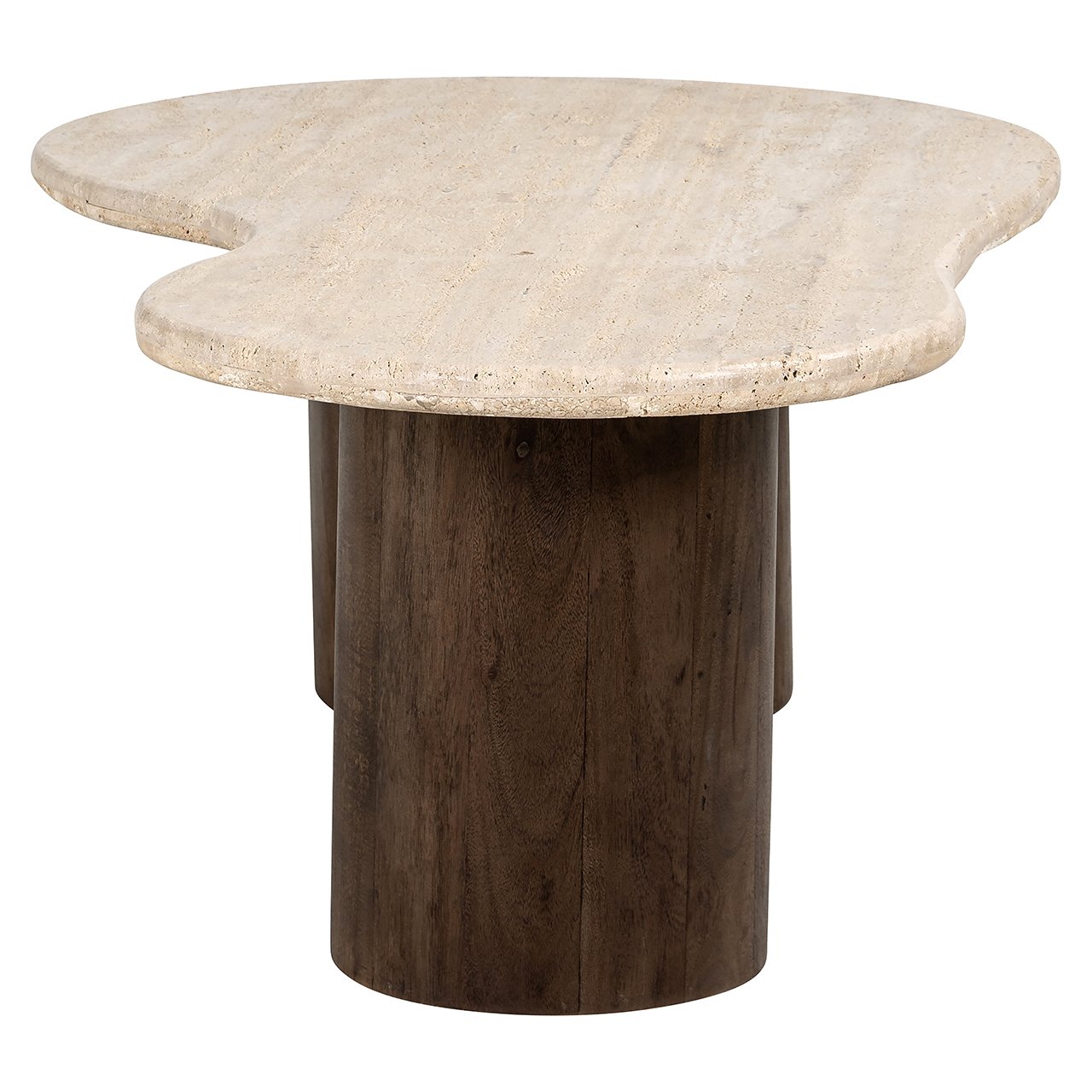 Couchtisch DOUGLAS aus Travertin mit Holzgestell