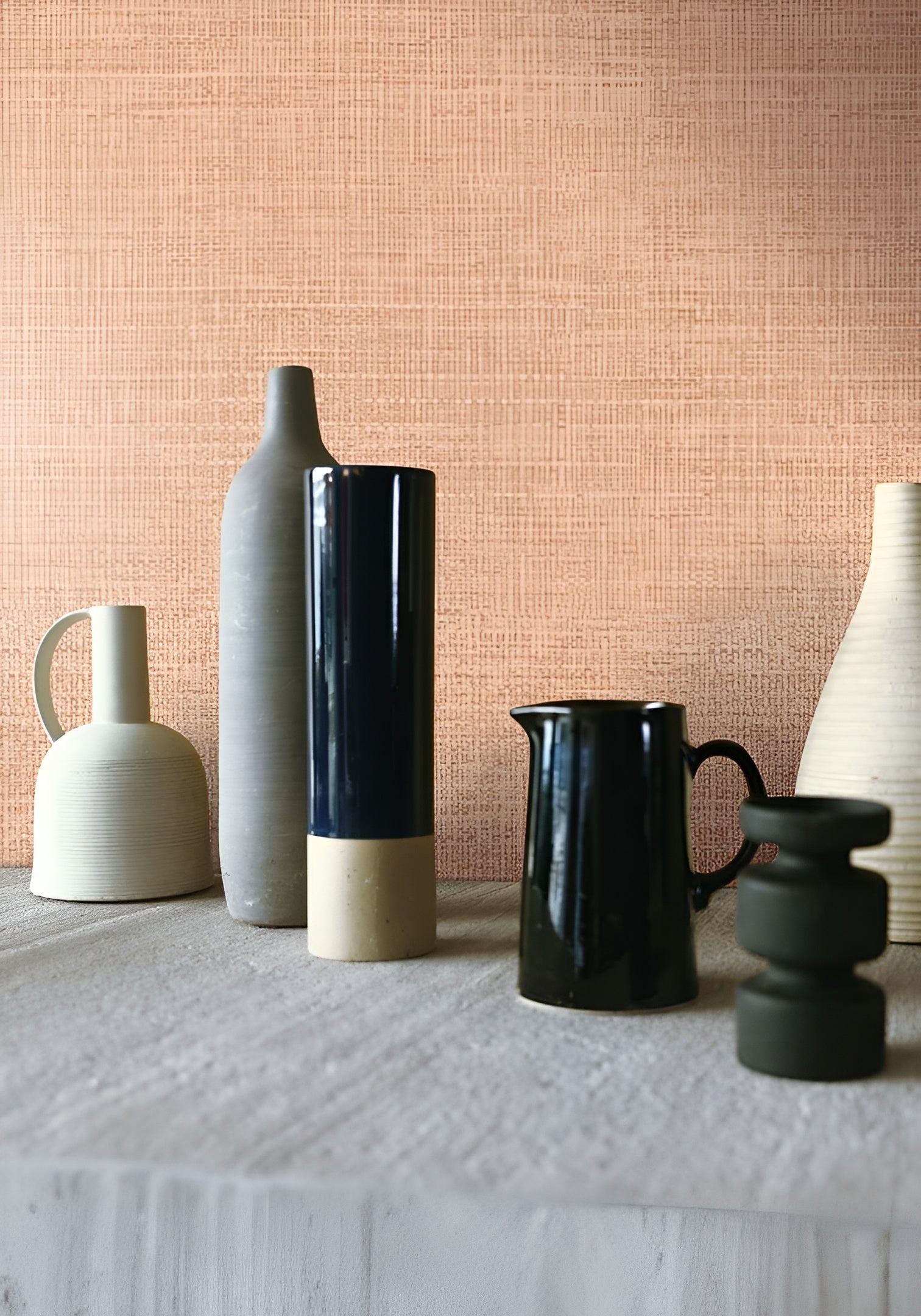 Strukturierte Tapete, die Leinwand imitiert CARIOCA - NUDE rosa-beige