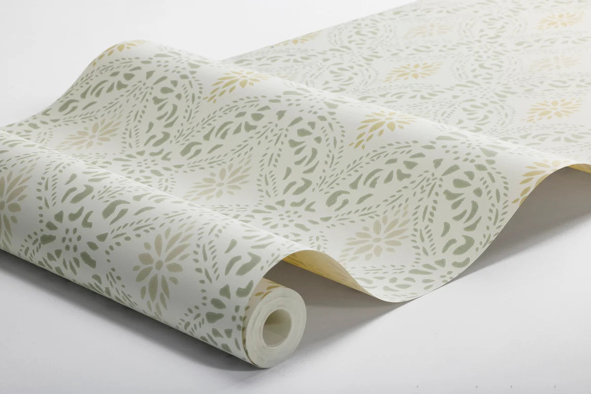 Vlies-Tapete mit geometrischem Muster KVARNHOLMEN weiß mit grün