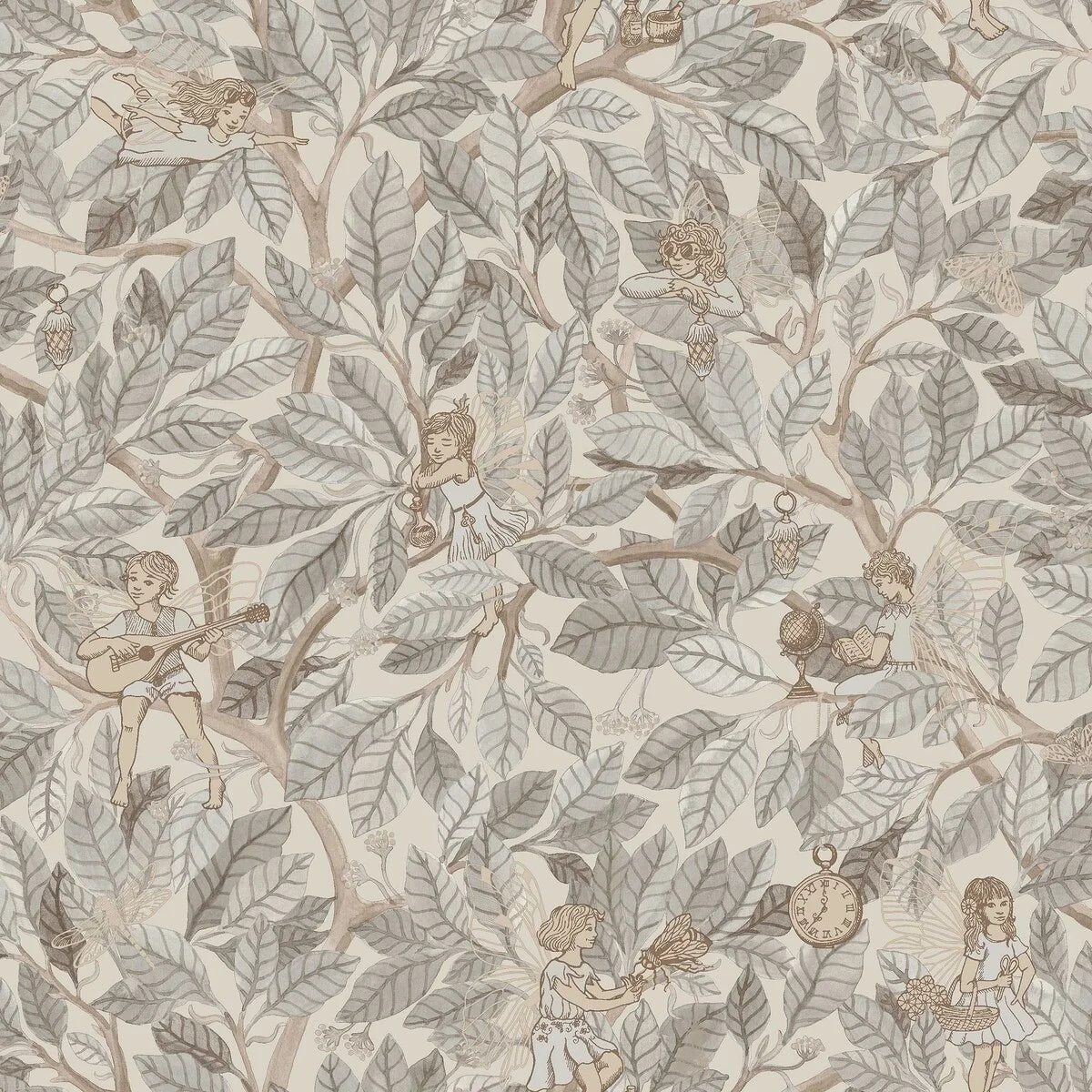 Tapeta dziecięca z motywem baśniowym wróżek FAIRIES beżowy